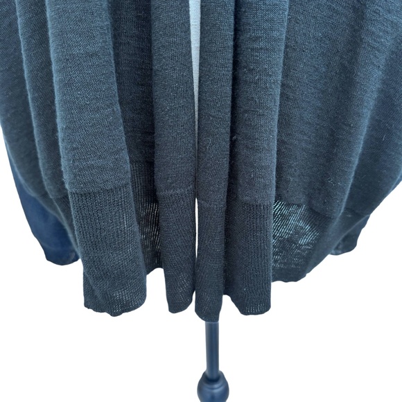 DKNY PURE BLACK KNIT LINEN OPEN CARDIGAN SHAWL COLLAR SWEATER - Picture 3 of 16